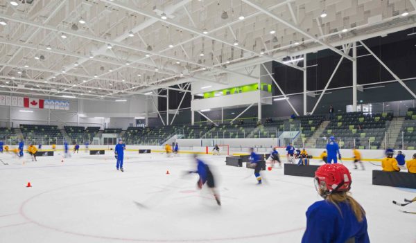 Interior hockey arena