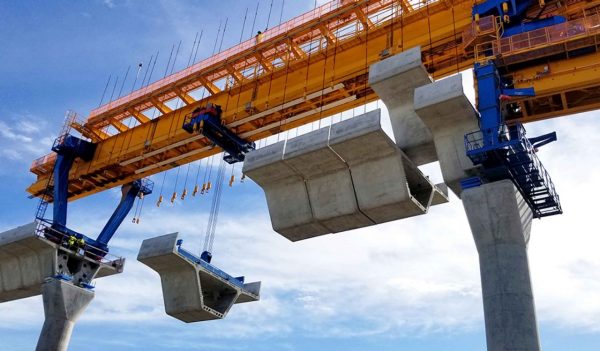 Construction of the overhead rail line