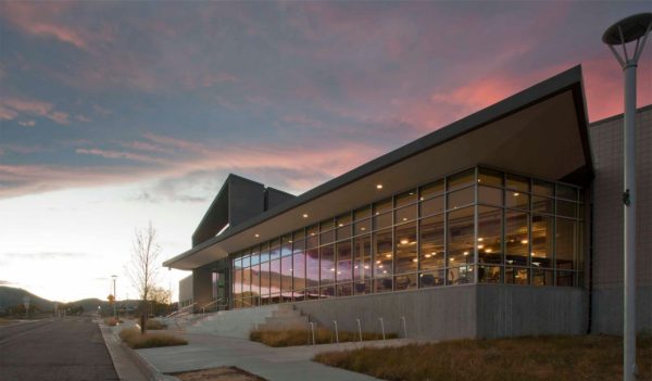 Exterior view of building at dawn