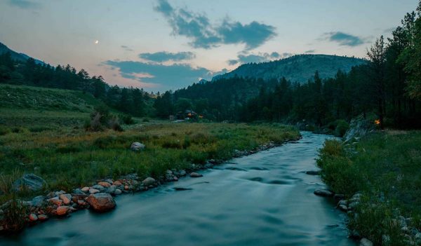 Big Thompson River at dusk.