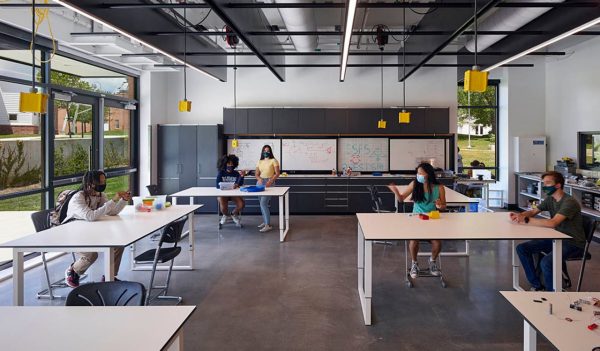 Classroom with students seated at tables