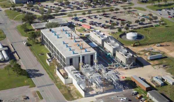 Aerial view of the site with the buildings and microgrid equipment