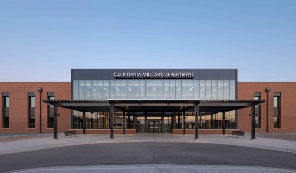 Exterior building main entrance and signage