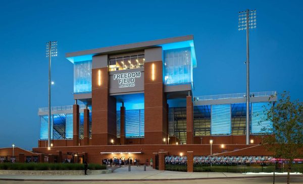 The entrance to the football stadium