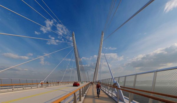 Rendering of the bridge with bike/pedestrian lane