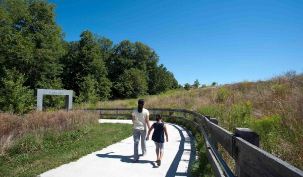 People on walking path