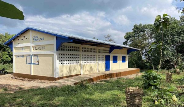 Exterior of new school building.