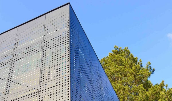 Close-up of architectural exterior siding.