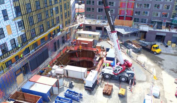 Active construction site for an underground tunnel.