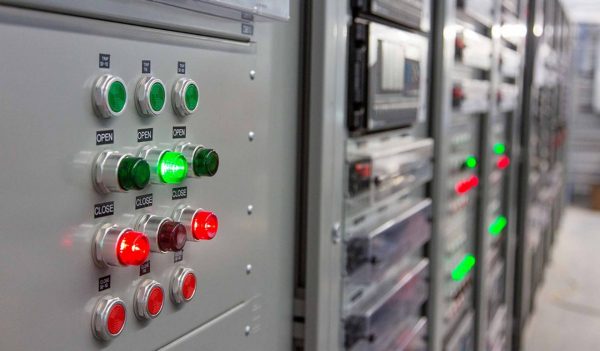 Close up of switchgear control panel