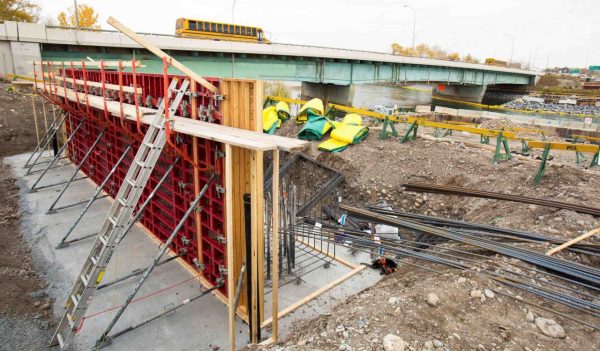 Construction image of new bridge support.