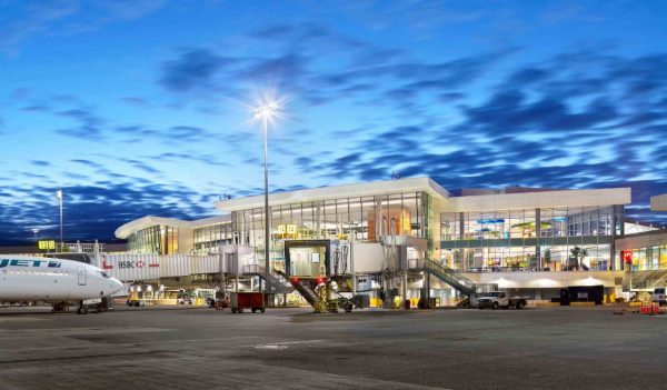 Exterior of terminal gate on the airside.