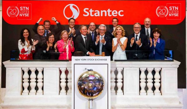Stantec (NYSE: STN) Rings The Closing Bell ofThe New York Stock Exchange, including Gord Johnstone, Vito Culmone, Cath Shefer, Jess Nieukirk. Photo Credit: NYSE